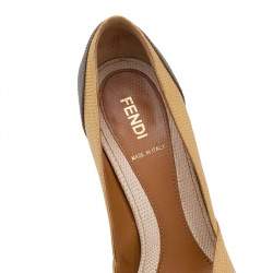 Pre Owned Fendi Multicolor Lizard Embossed Leather Fendista Platform Pumps Size 37.5