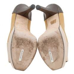 Pre Owned Fendi Multicolor Lizard Embossed Leather Fendista Platform Pumps Size 37.5