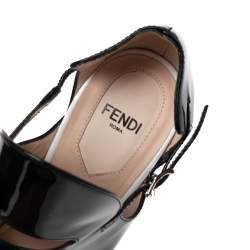 Fendi Black/White Patent and Leather Open-Toe Platform Sandals Size 38