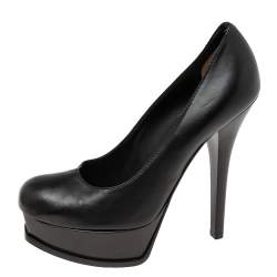 Pre Owned Fendi Black Leather Fendista Pumps Size 39