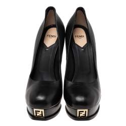 Pre Owned Fendi Black Leather Fendista Pumps Size 39