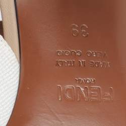 Pre Owned Fendi Brown/Beige Zucca Mesh And Leather Colibri Slingback Sandals  Size 39