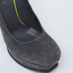 Fendi Grey/Yellow Suede Fendista Platform Pumps Size 39