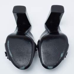 Pre Owned Fendi Black Leather Flower Mules Size 38