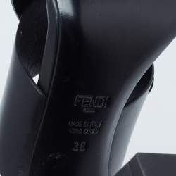 Pre Owned Fendi Black Leather Flower Mules Size 38