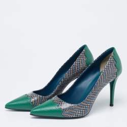 Pre Owned Fendi Multicolor Python Embossed And Lizard Embossed Leather Pointed Toe Pumps Size 40