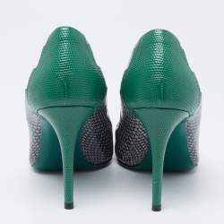 Pre Owned Fendi Multicolor Python Embossed And Lizard Embossed Leather Pointed Toe Pumps Size 40