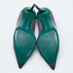 Pre Owned Fendi Multicolor Python Embossed And Lizard Embossed Leather Pointed Toe Pumps Size 40