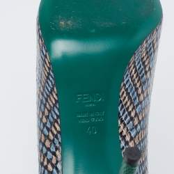 Pre Owned Fendi Multicolor Python Embossed And Lizard Embossed Leather Pointed Toe Pumps Size 40