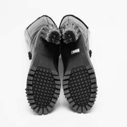 Pre Owned Fendi Black Leather Studded Knee  Boots Size 37