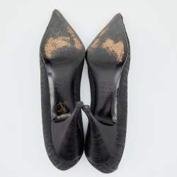Pre Owned Fendi Black FF Zucca Canvas Pointed Toe Pumps Size 38.5