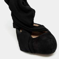 Fendi Black Suede And Fabric Criss Cross Pumps 40