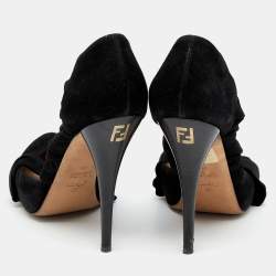 Fendi Black Suede And Fabric Criss Cross Pumps 40