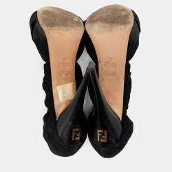 Fendi Black Suede And Fabric Criss Cross Pumps 40