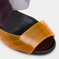 Pre Owned Fendi Multicolor PVC And Leather Iridia Open Toe Ankle Strap Sandals Size 38.5