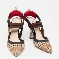 Pre Owned صندل فندي كوليبري كانفاس وجلد متعدد الألوان نقشة أف أف مقاس 36.5