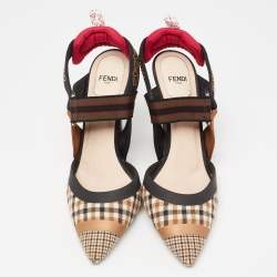 Pre Owned صندل فندي كوليبري كانفاس وجلد متعدد الألوان نقشة أف أف مقاس 36.5