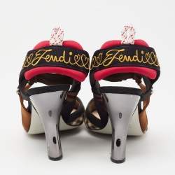 Pre Owned صندل فندي كوليبري كانفاس وجلد متعدد الألوان نقشة أف أف مقاس 36.5