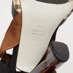 Pre Owned صندل فندي كوليبري كانفاس وجلد متعدد الألوان نقشة أف أف مقاس 36.5