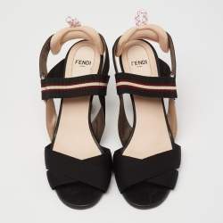 Pre Owned Fendi Multicolor Nylon Colibri Slingback Sandals Size 37