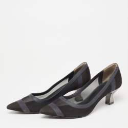 Pre Owned Fendi Blue/Black Mesh And Leather Colibri  Pumps Size 38.5