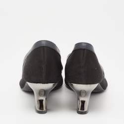 Pre Owned Fendi Blue/Black Mesh And Leather Colibri  Pumps Size 38.5