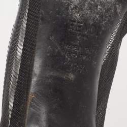 Pre Owned Fendi Blue/Black Mesh And Leather Colibri  Pumps Size 38.5