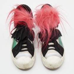 Pre Owned Fendi Multicolor Leather and Fur Karlito Sneakers Size 39