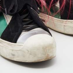 Pre Owned Fendi Multicolor Leather and Fur Karlito Sneakers Size 39