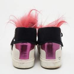 Pre Owned Fendi Multicolor Leather and Fur Karlito Sneakers Size 39