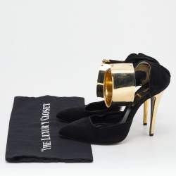 Pre Owned Fendi Black Suede Ankle Wrap Sandals Size 38