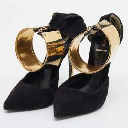 Pre Owned Fendi Black Suede Ankle Wrap Sandals Size 38