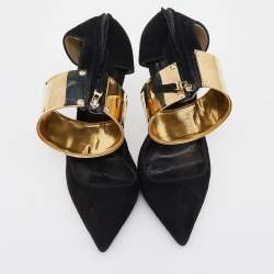 Pre Owned Fendi Black Suede Ankle Wrap Sandals Size 38