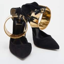 Pre Owned Fendi Black Suede Ankle Wrap Sandals Size 38