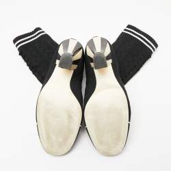 Pre Owned حذاء بوت كاحل فندي روكوكو راناوي أوبنورك قماش تريكو أسود مقاس 40