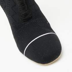 Pre Owned حذاء بوت كاحل فندي روكوكو راناوي أوبنورك قماش تريكو أسود مقاس 40