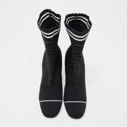 Pre Owned حذاء بوت كاحل فندي روكوكو ران اوي أوبنورك قماش تريكو أسود مقاس 40