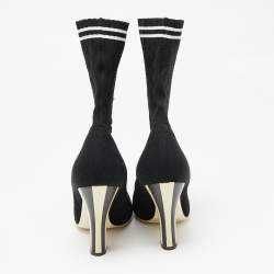 Pre Owned حذاء بوت كاحل فندي روكوكو راناوي أوبنورك قماش تريكو أسود مقاس 40