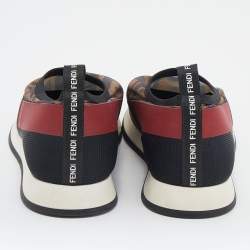 Fendi Multicolor Mesh And Knit Fabric Zucca Colibri Slip on Sneakers Size 38