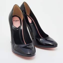 Fendi Black Patent Leather Block Heel Pumps Size 36