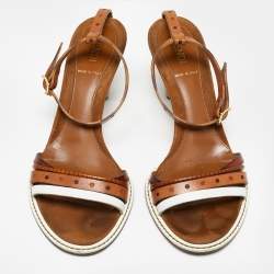 Fendi Tricolor Leather Ankle Strap Sandals Size 37