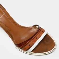 Fendi Tricolor Leather Ankle Strap Sandals Size 37