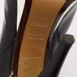 Fendi Black Texture leather and Leather Ankle Boots Size 40 