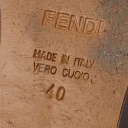 مملوكة مسبقًا حذاء باليرينا فلات فندي كانفاس وجلد أحمر/بني مقاس 40