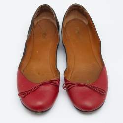 مملوكة مسبقًا حذاء باليرينا فلات فندي كانفاس وجلد أحمر/بني مقاس 40