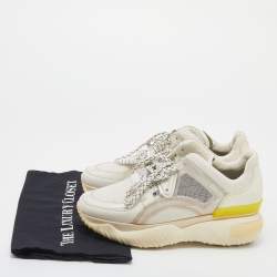 Pre Owned Fendi White Leather/PVC and Mesh Sneakers Size 38