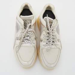 Pre Owned Fendi White Leather/PVC and Mesh Sneakers Size 38