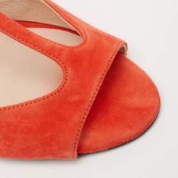 Pre Owned Fendi Coral Red Suede Open Toe Ankle Strap Sandals Size 39