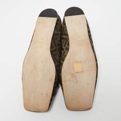 Fendi Beige/Brown Zucca Canvas Slip-On Loafers Size 40