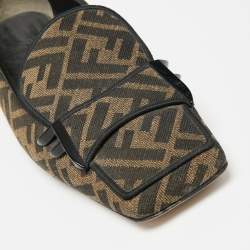 Fendi Beige/Brown Zucca Canvas Slip-On Loafers Size 40